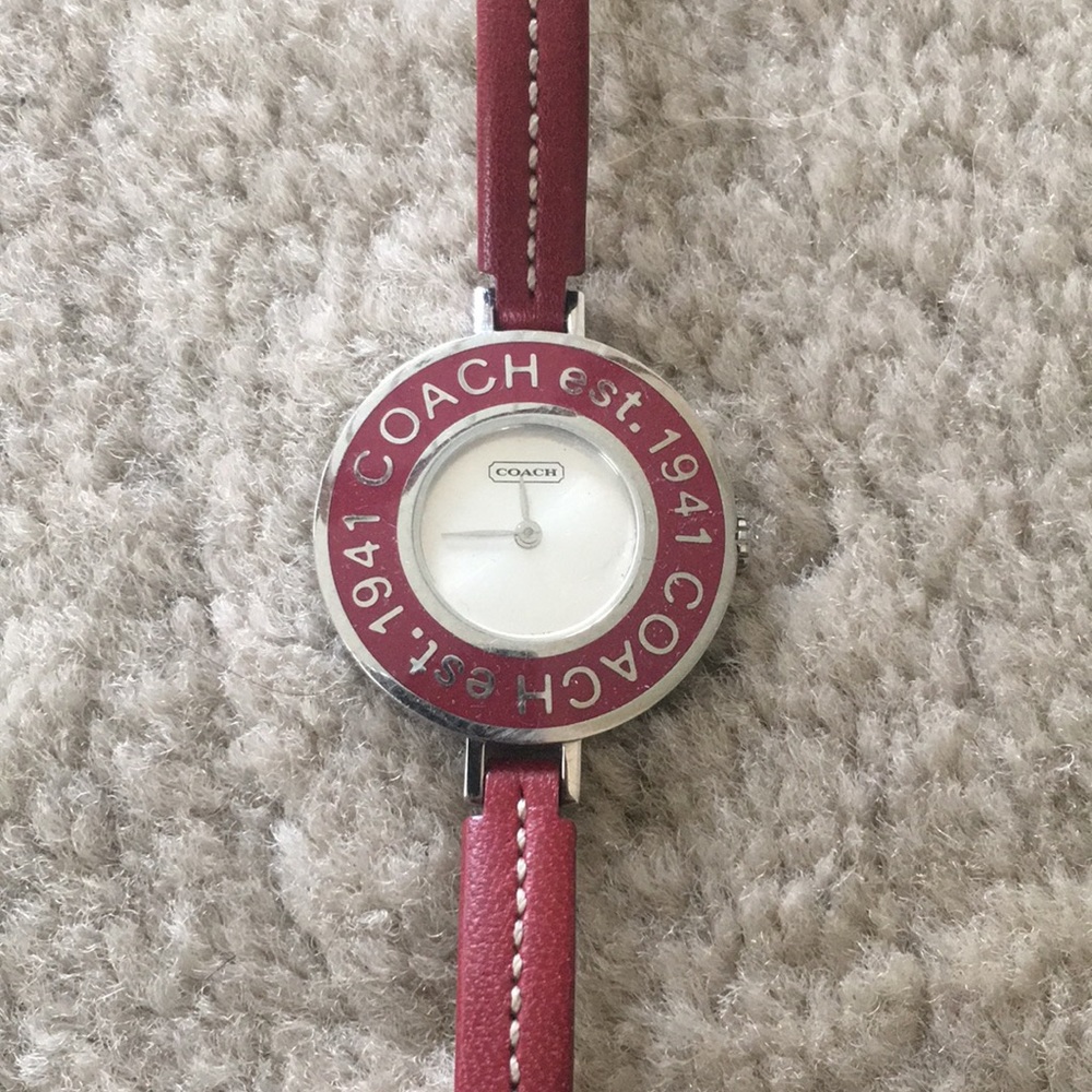 Beautiful plum Coach leather watch!
